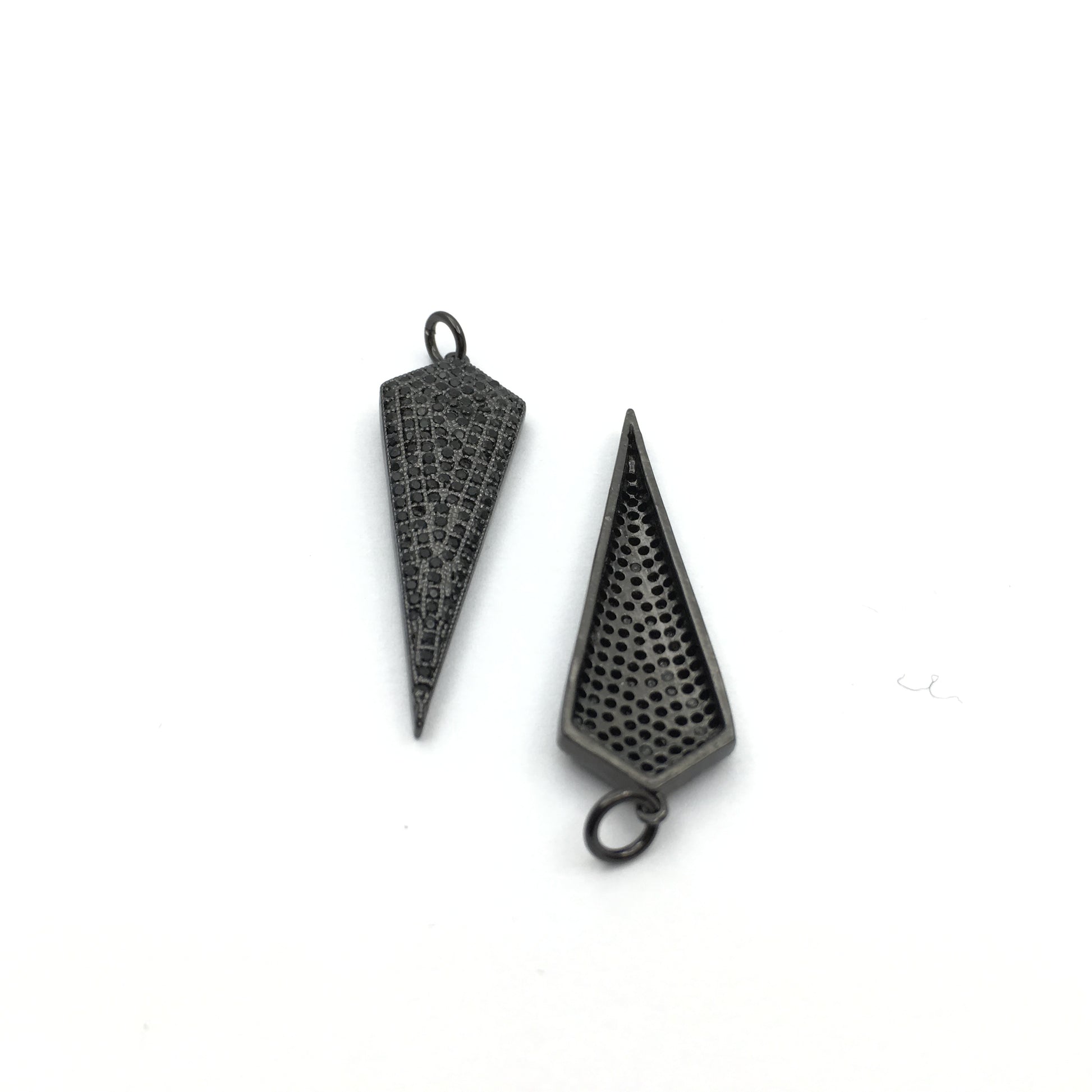 CZ Micro Pave Brass Gun-metal with black stone Dagger Charm Pendant | Bellaire Wholesale