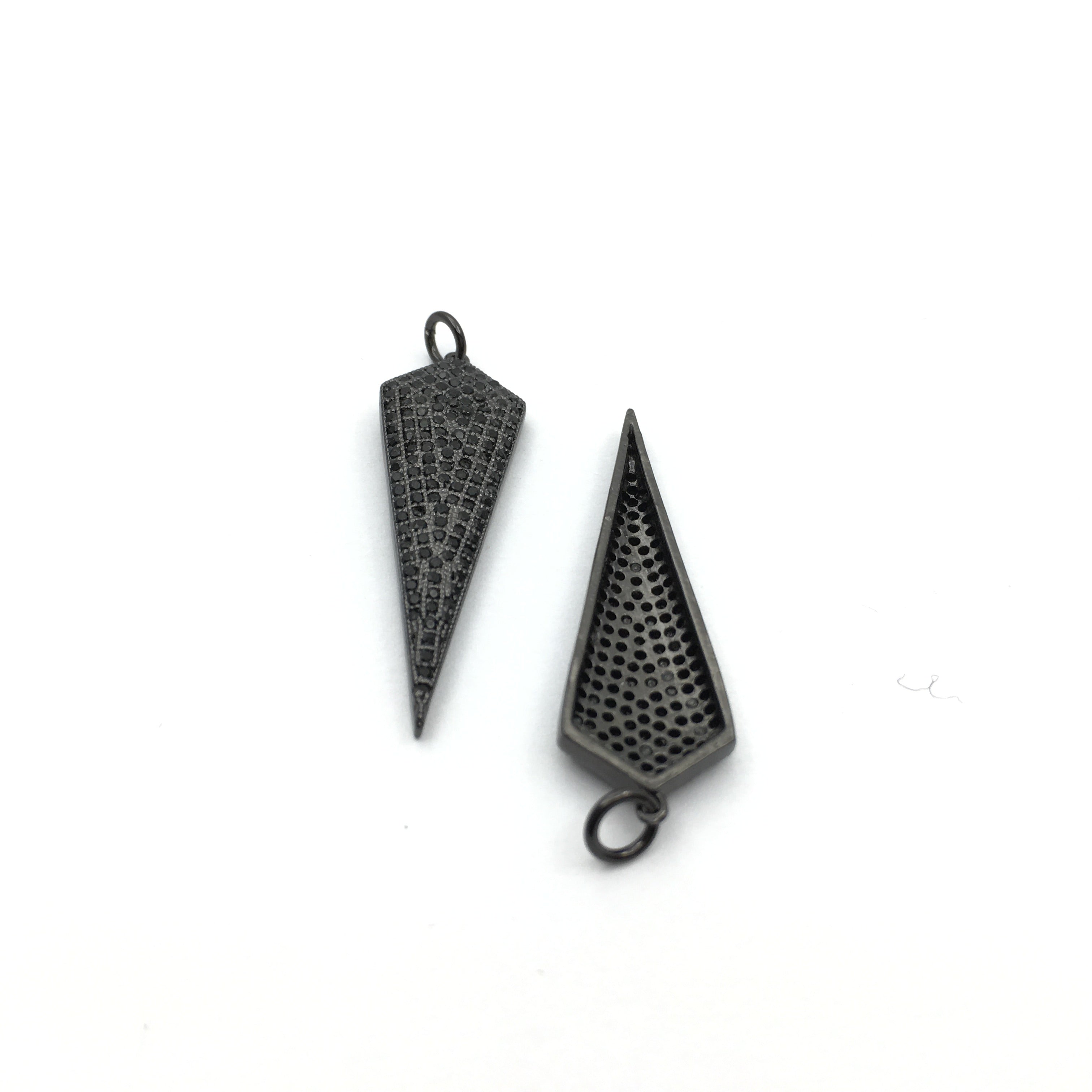 CZ Micro Pave Brass Gun-metal with black stone Dagger Charm Pendant | Bellaire Wholesale