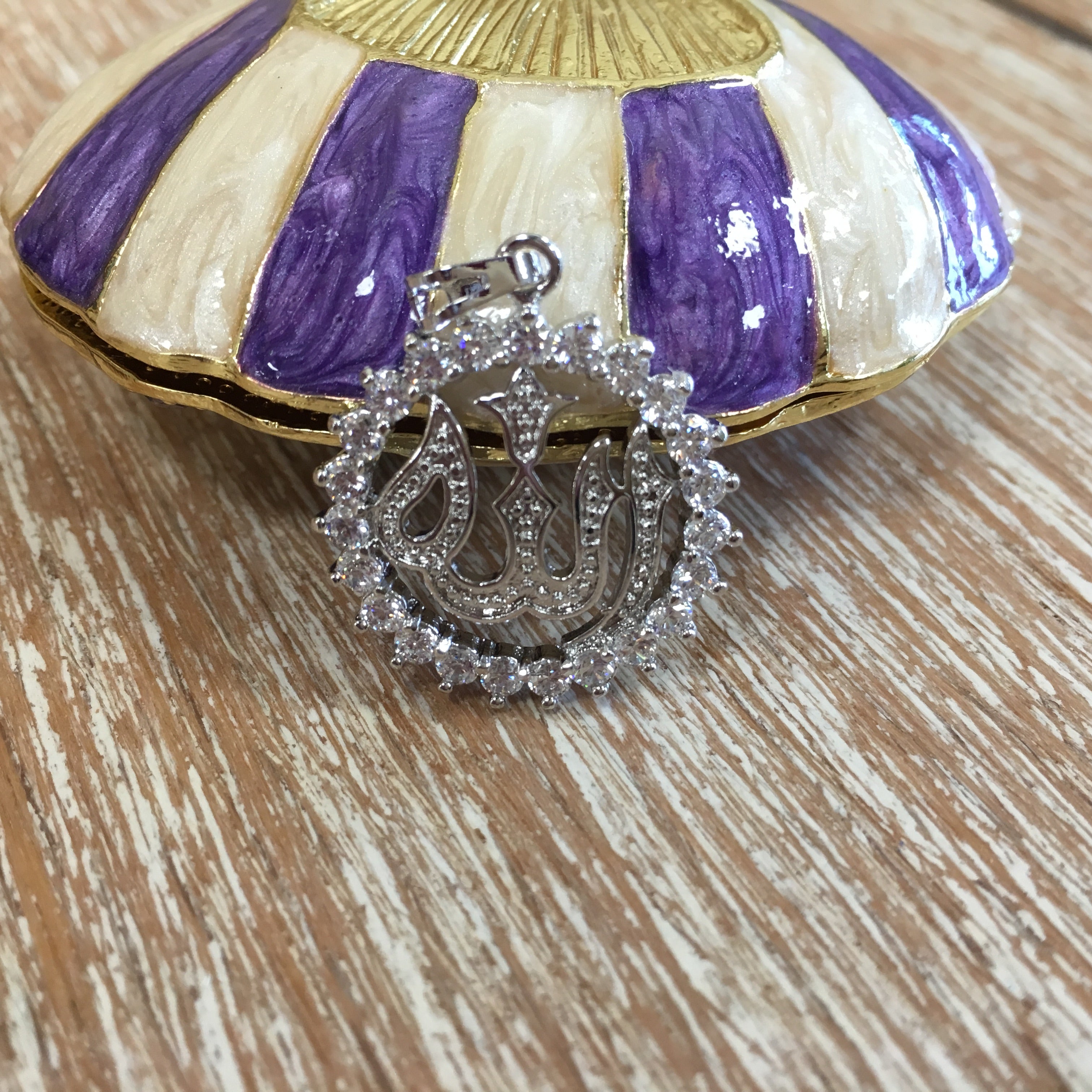 Allah CZ Micro Pave Rhodium Plated Brass Charm Pendant | Bellaire Wholesale