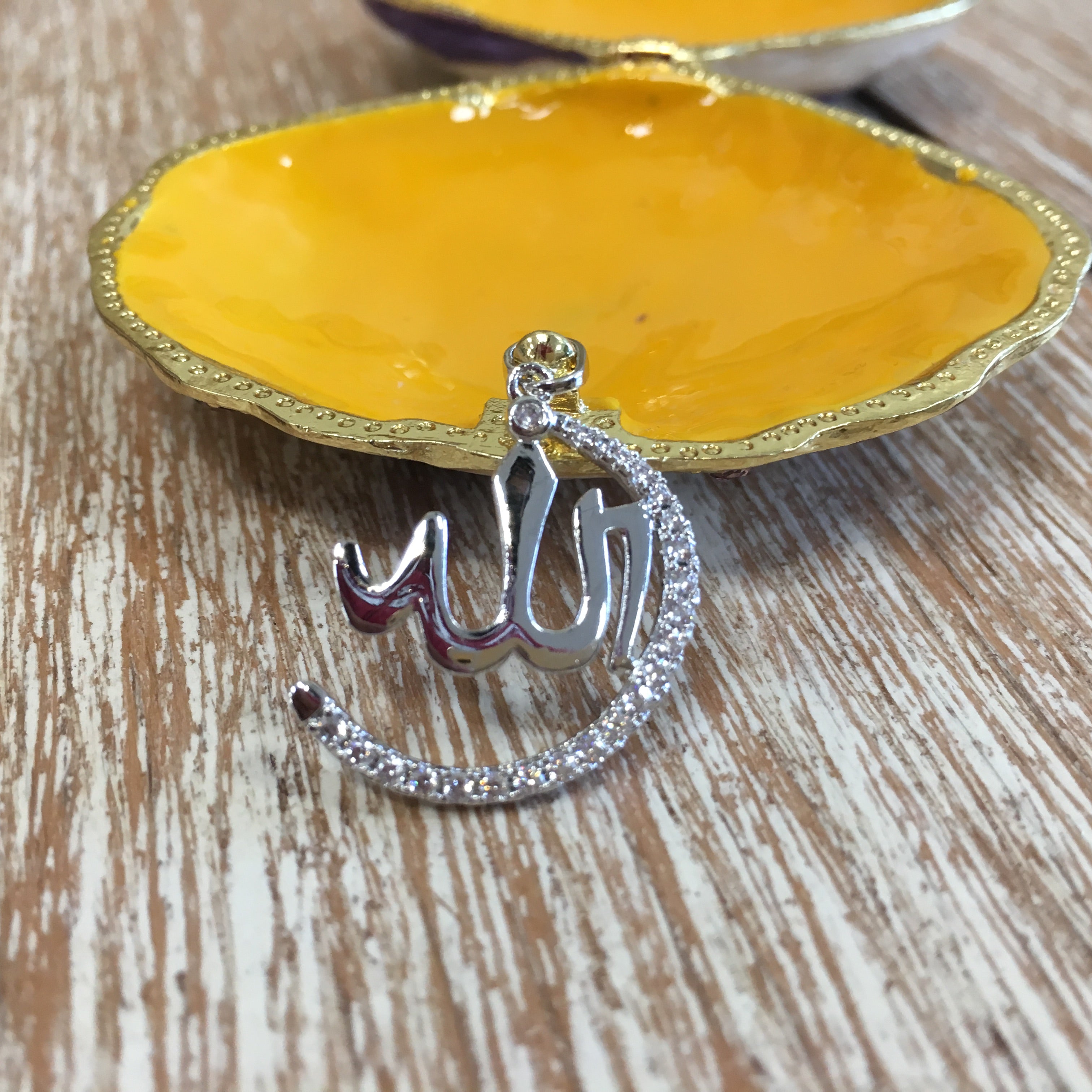 Allah CZ Micro Pave 18k gold plated/Rhodium Brass Charm Pendant | Bellaire Wholesale
