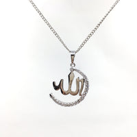 Allah CZ Micro Pave 18k gold plated/Rhodium Brass Charm Pendant | Bellaire Wholesale