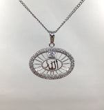 Allah CZ Micro Pave 18k Gold plated/Rhodium Brass Charm oval Pendant | Bellaire Wholesale