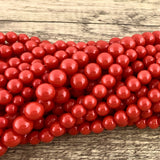 6mm Faux Glass Pearl beads, Deep Solid Red | Bellaire Wholesale