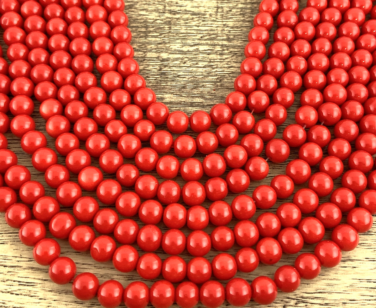 10mm Faux Glass Pearl beads, Deep Solid Red | Bellaire Wholesale