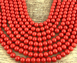 8mm Faux Glass Pearl beads, Deep Solid Red | Bellaire Wholesale