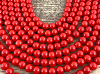 10mm Faux Glass Pearl beads, Deep Solid Red | Bellaire Wholesale