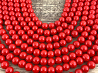 6mm Faux Glass Pearl beads, Deep Solid Red | Bellaire Wholesale