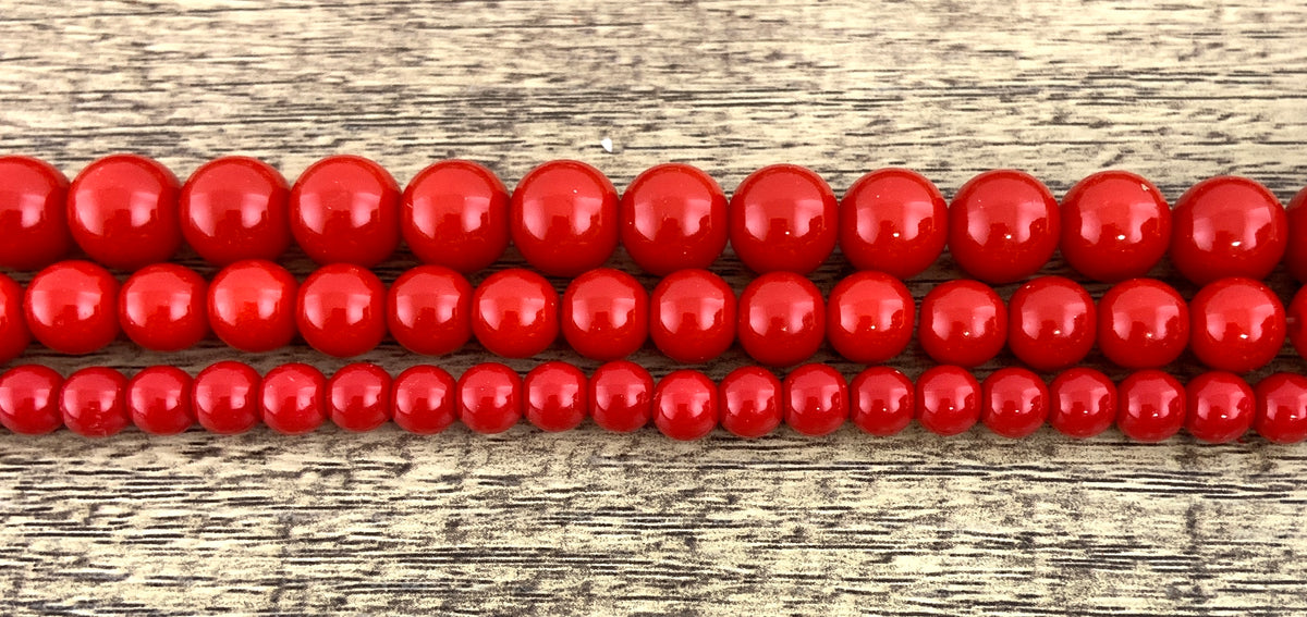 10mm Faux Glass Pearl beads, Deep Solid Red | Bellaire Wholesale