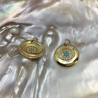 Round Blue Evil Eye Gold Charm | Bellaire Wholesale