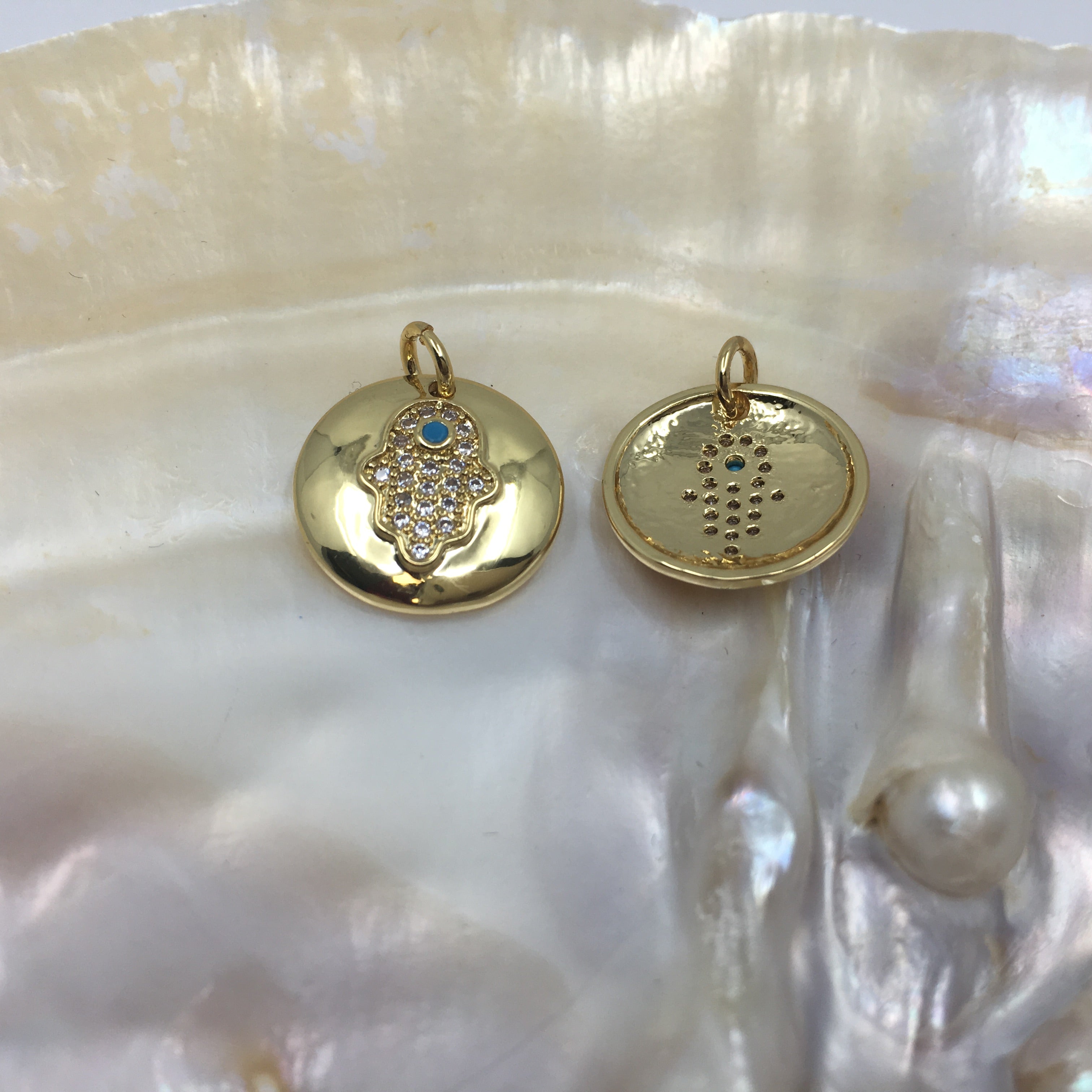 Hamsa Hand Charm Gold Plated Steel Charm | Bellaire Wholesale