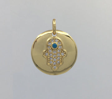Hamsa Hand Charm Gold Plated Steel Charm | Bellaire Wholesale