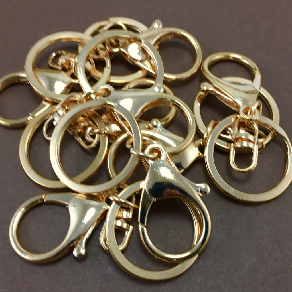 4 Gold Plated Large Lobster Clasps with Key Ring | Bellaire Wholesale