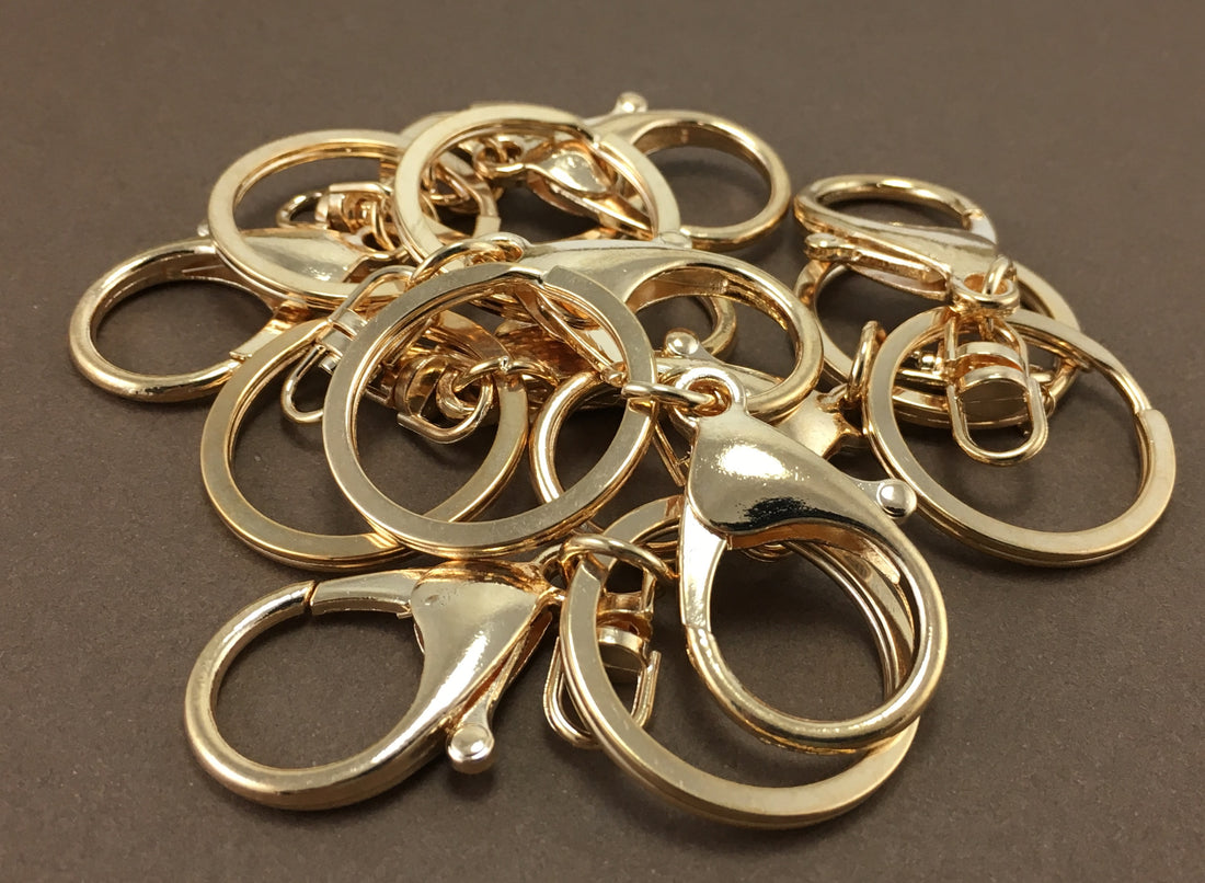 4 Gold Plated Large Lobster Clasps with Key Ring | Bellaire Wholesale