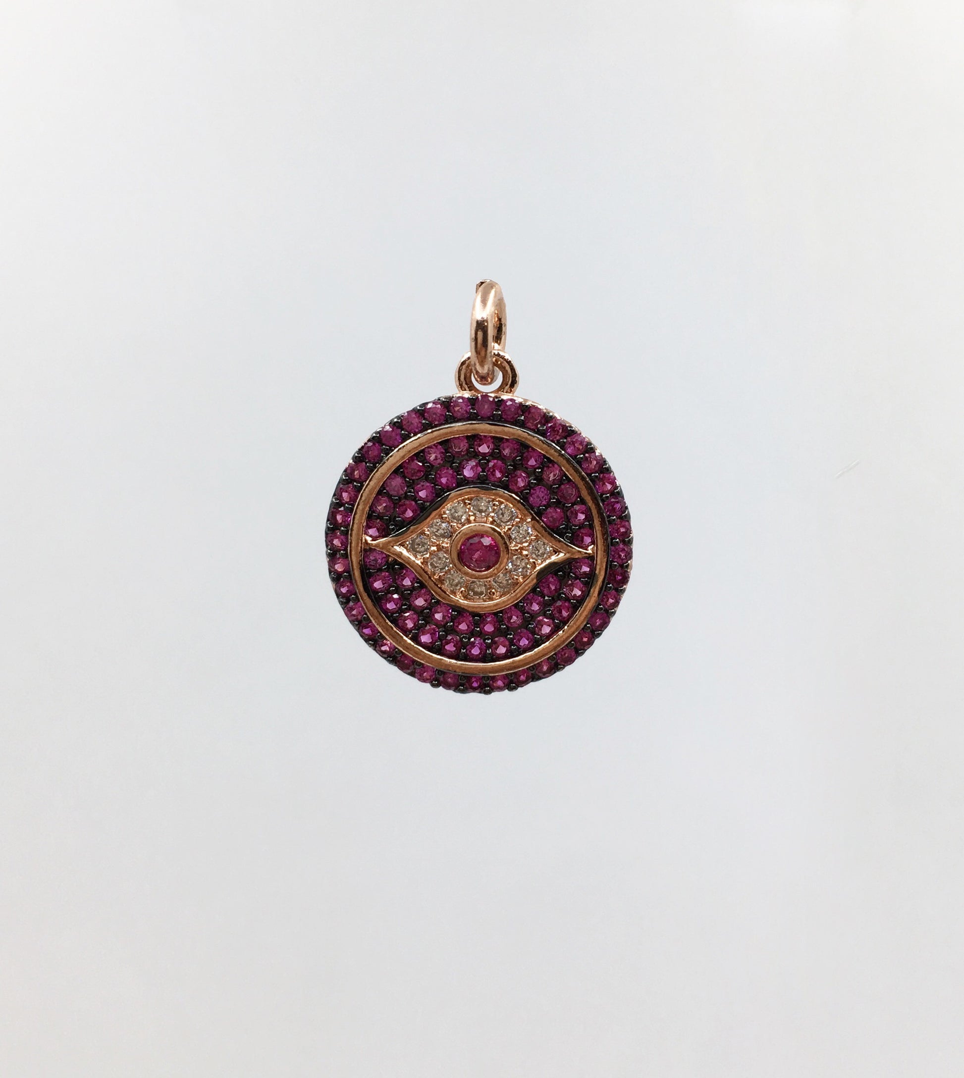 Round Evil Eye Gold Charm, CZ Pave | Bellaire Wholesale