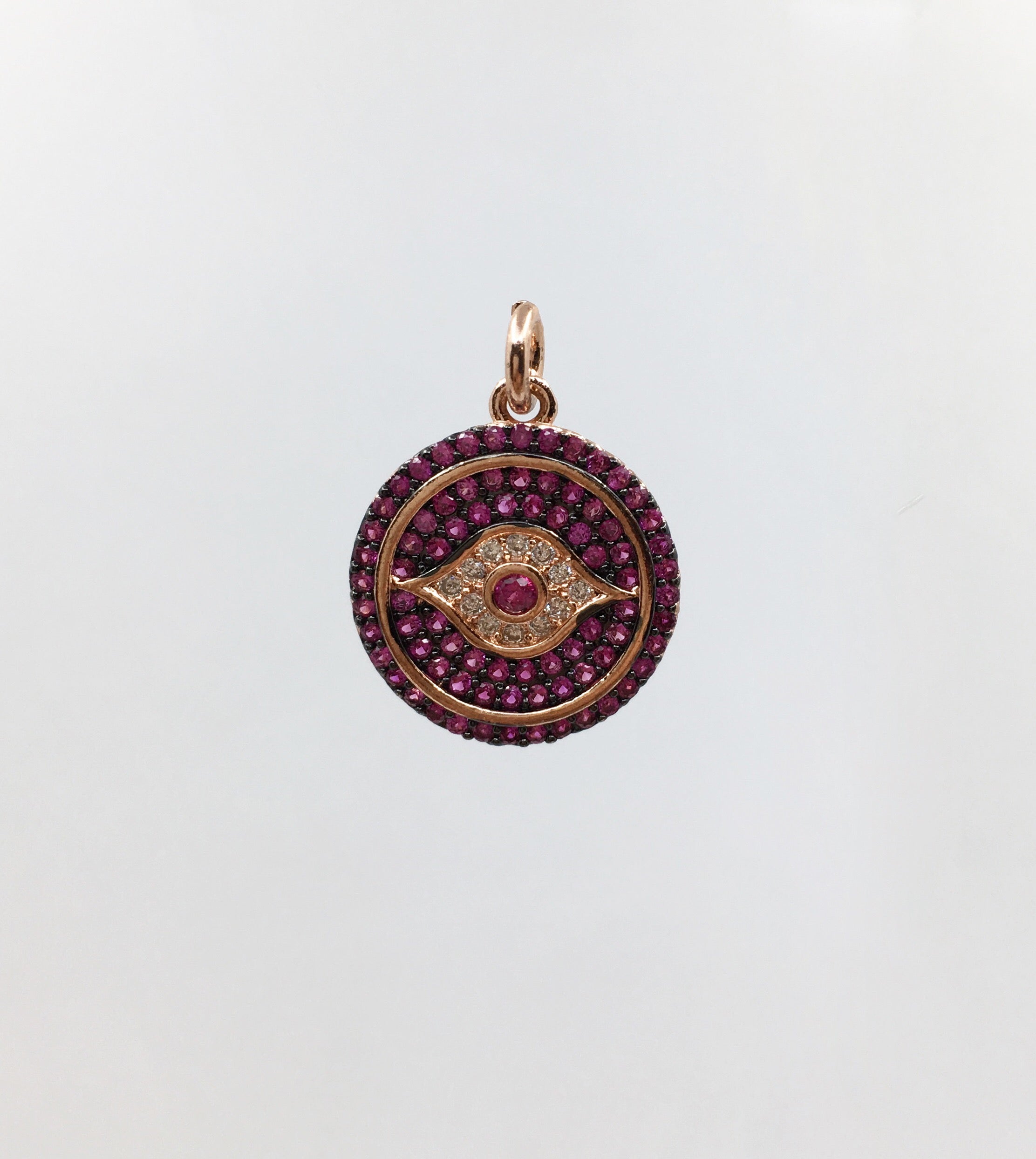 Round Evil Eye Gold Charm, CZ Pave | Bellaire Wholesale