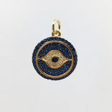 Round Evil Eye Gold Charm, CZ Pave | Bellaire Wholesale