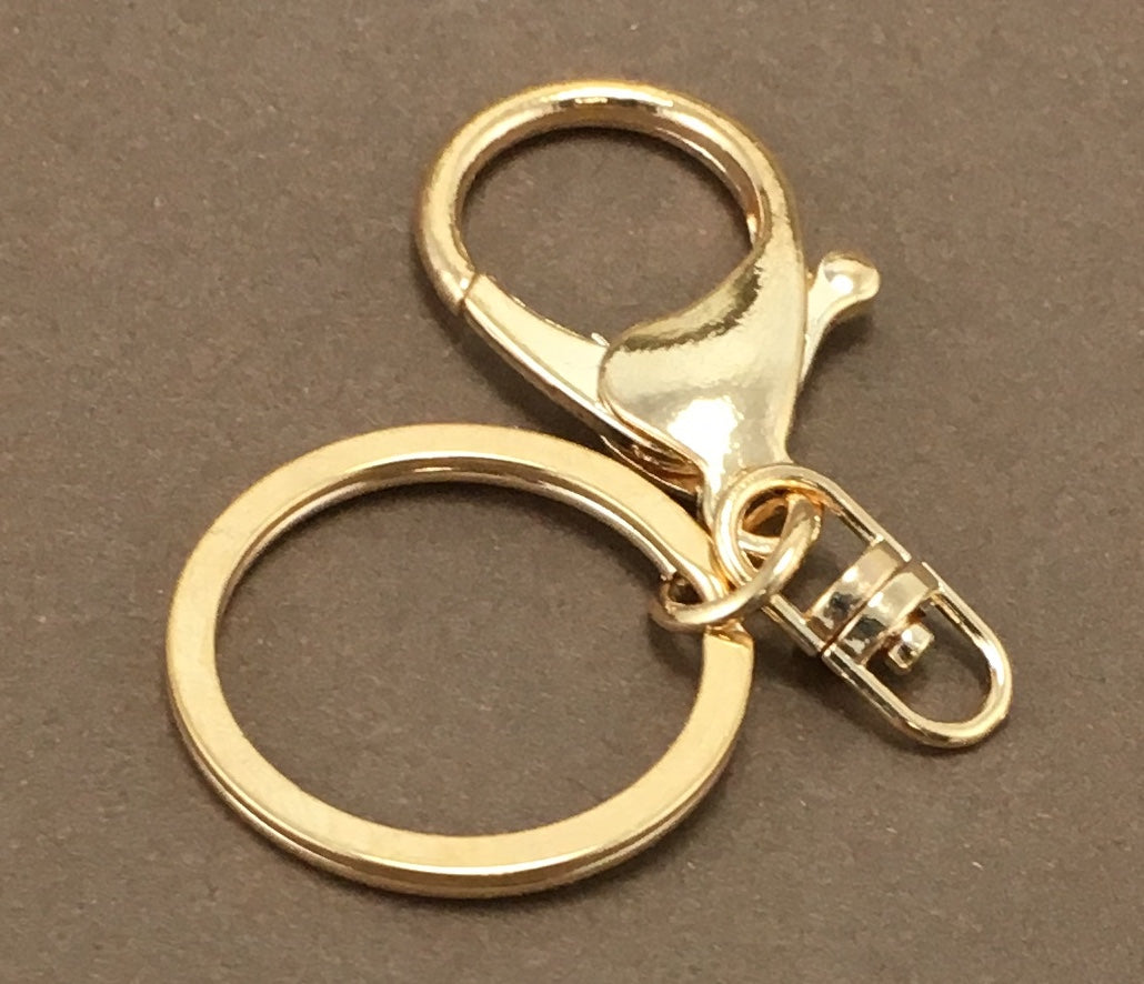 4 Gold Plated Large Lobster Clasps with Key Ring | Bellaire Wholesale