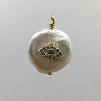 Coin Shell Pearl Evil Eye Charm | Bellaire Wholesale