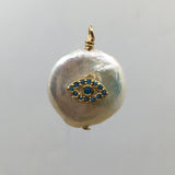 Coin Shell Pearl Evil Eye Charm | Bellaire Wholesale