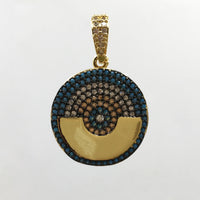 Round Blue Gold Evil Eye CZ Charm | Bellaire Wholesale