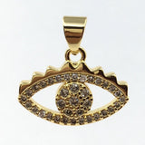 Brass 18k Gold Plated CZ Pave Evil Eye charm | Bellaire Wholesale