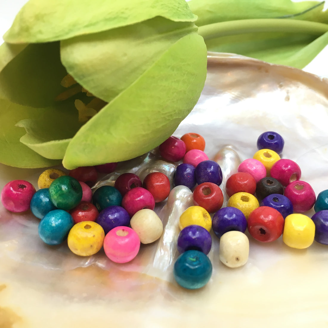 6mm Blue Round Donut Wood Bead | Bellaire Wholesale