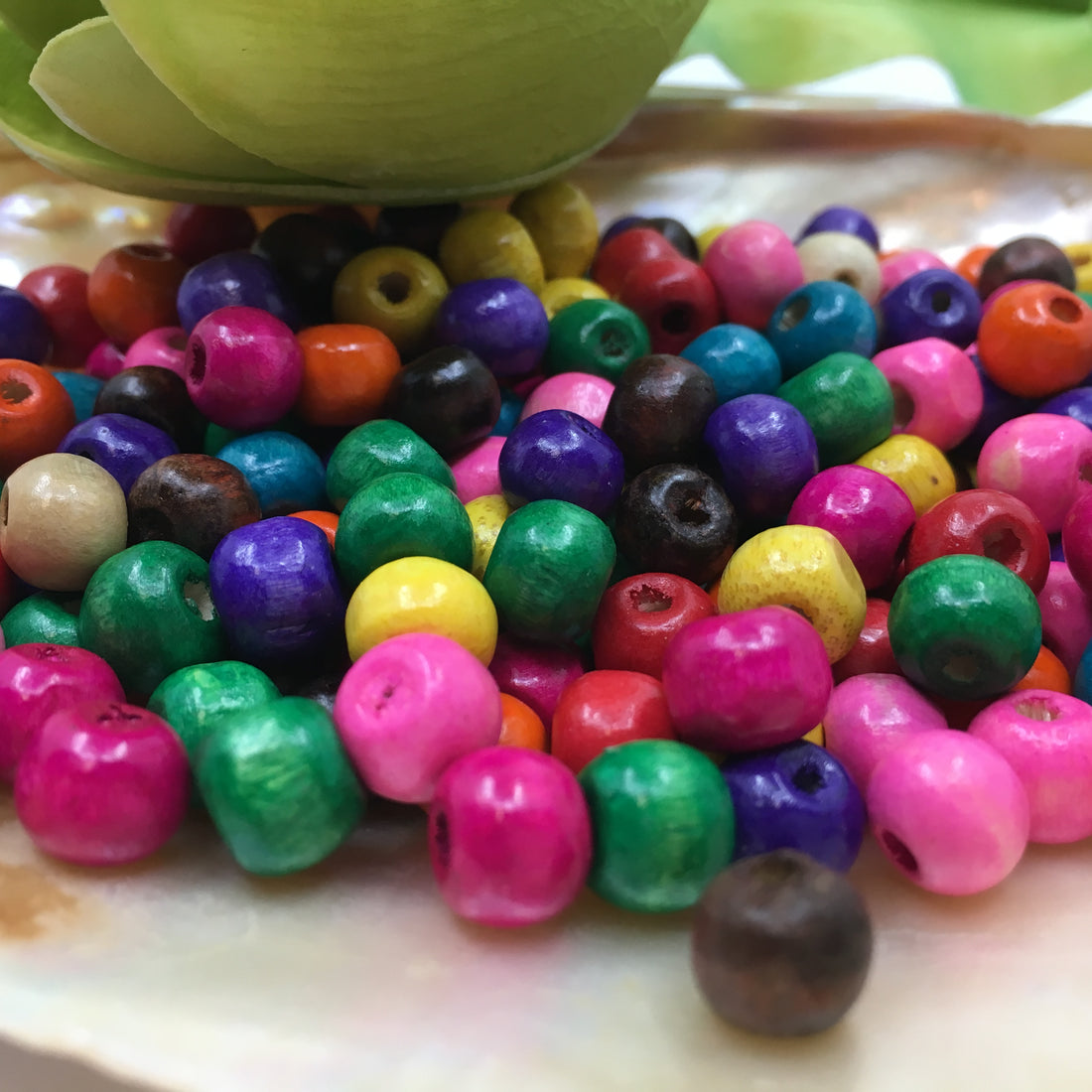 6mm Blue Round Donut Wood Bead | Bellaire Wholesale