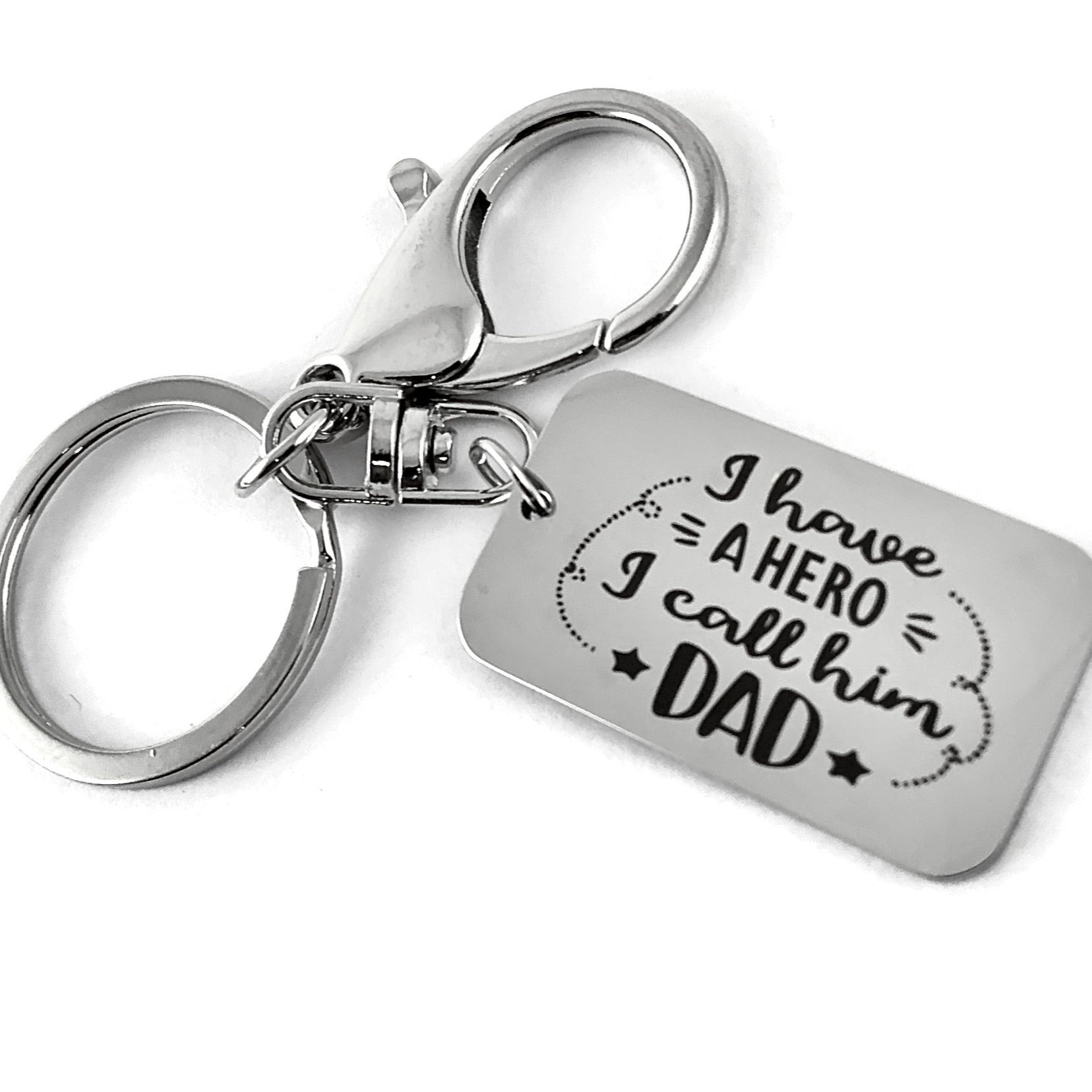 I have a HERO I call him DAD Custom Keychain | Bellaire Wholesale