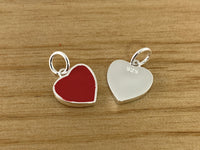 Blue Enamel Charm Sterling Silver Flat Heart Charm