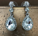 Crystal Round/ Teardrop Earrings, Silver | Bellaire Wholesale