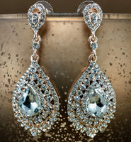 Crystal Victorian Teardrop Earrings, Rose Gold | Bellaire Wholesale