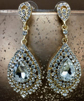 Crystal Victorian Teardrop Earrings, Gold | Bellaire Wholesale