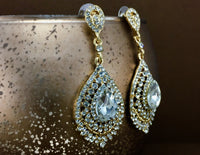Crystal Victorian Teardrop Earrings, Gold | Bellaire Wholesale