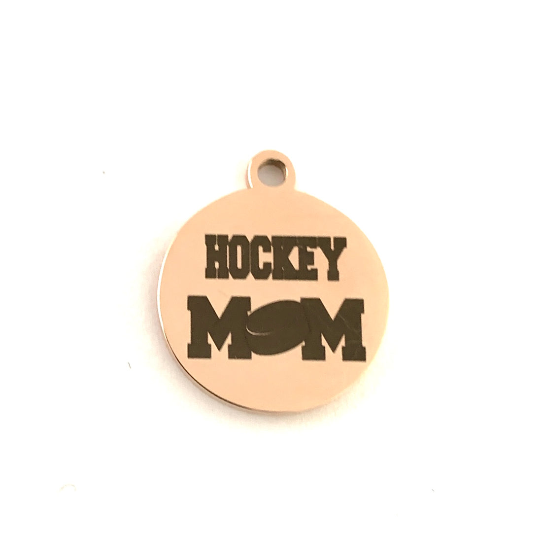 Hockey Mom Stainless Steel Engraved Charm | Bellaire Wholesale