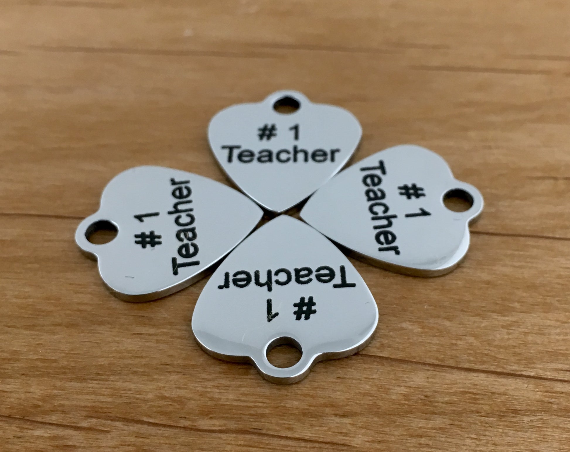 "Number 1 Teacher" Heart Charm engraved | Bellaire Wholesale