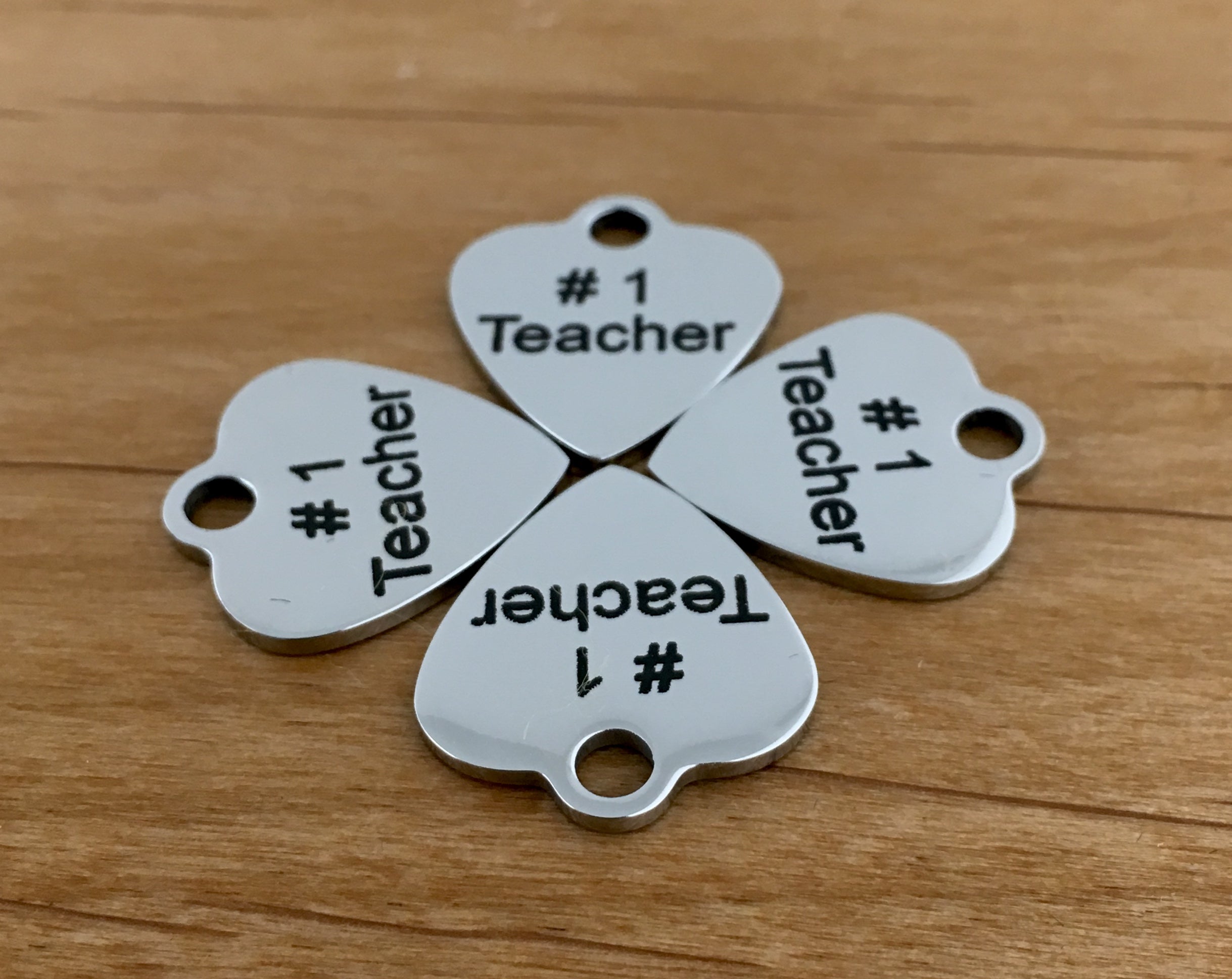 "Number 1 Teacher" Heart Charm engraved | Bellaire Wholesale