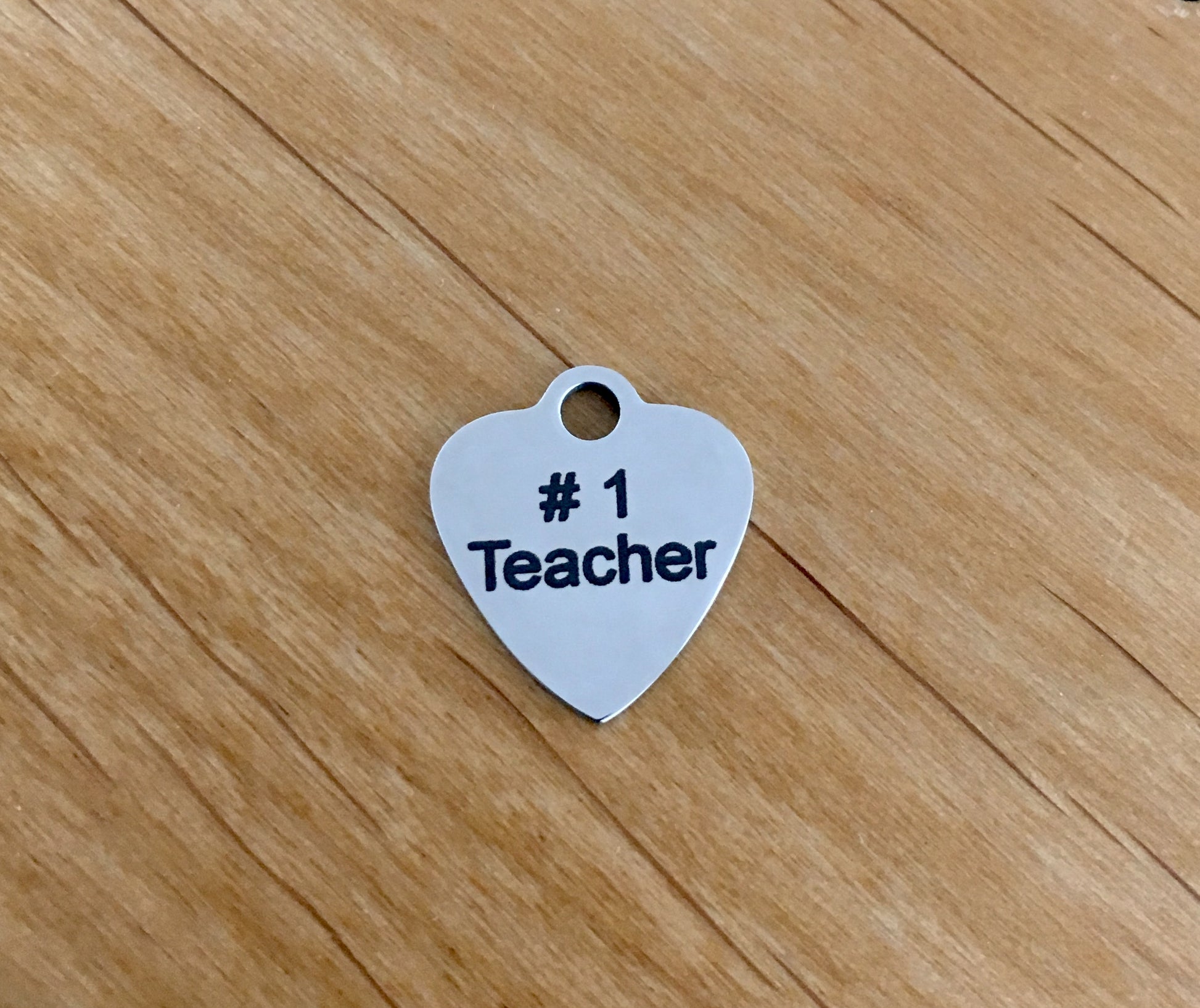 "Number 1 Teacher" Heart Charm engraved | Bellaire Wholesale