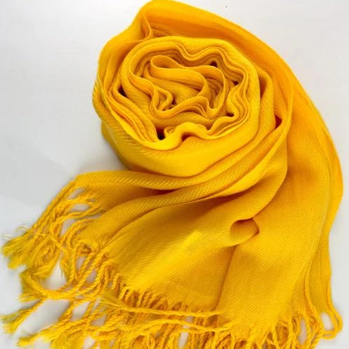 Pashmina Scarf with Fringe, Yellow | Bellaire Wholesale