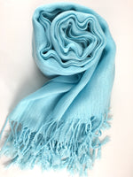 Pashmina Scarf with Fringe, Baby Blue | Bellaire Wholesale