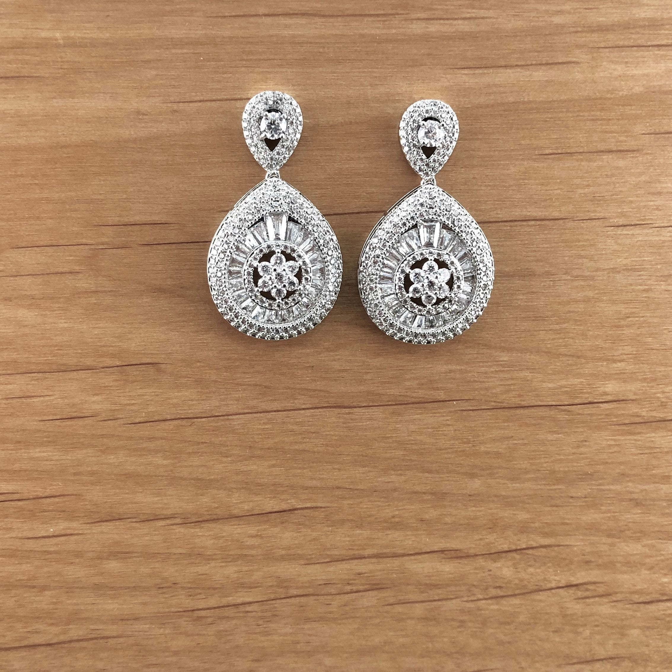 Silver Bridal Cubic Zirconia Earrings, 18K Plated | Bellaire Wholesale
