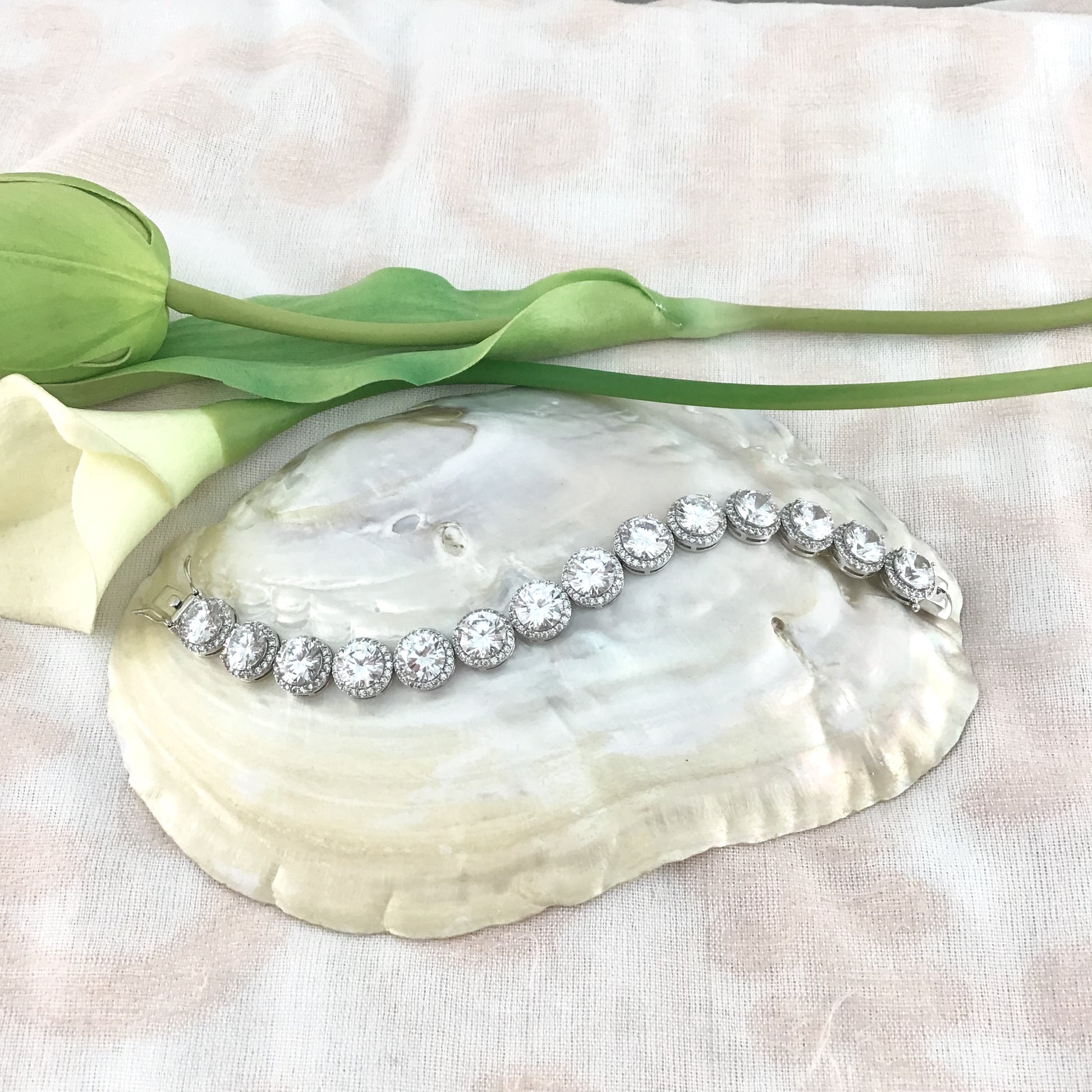 Cubic Zirconia Round Bridal Bracelet | Bellaire Wholesale