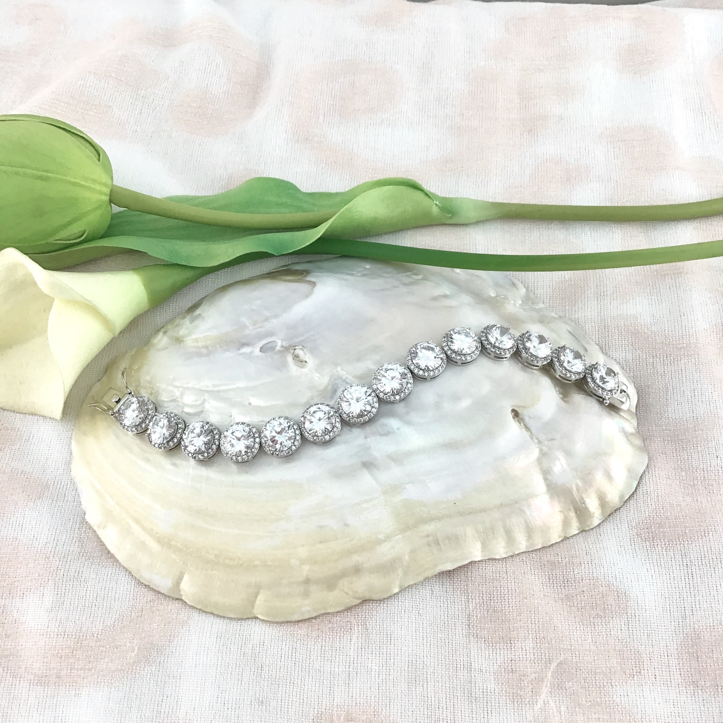 Cubic Zirconia Round Bridal Bracelet | Bellaire Wholesale