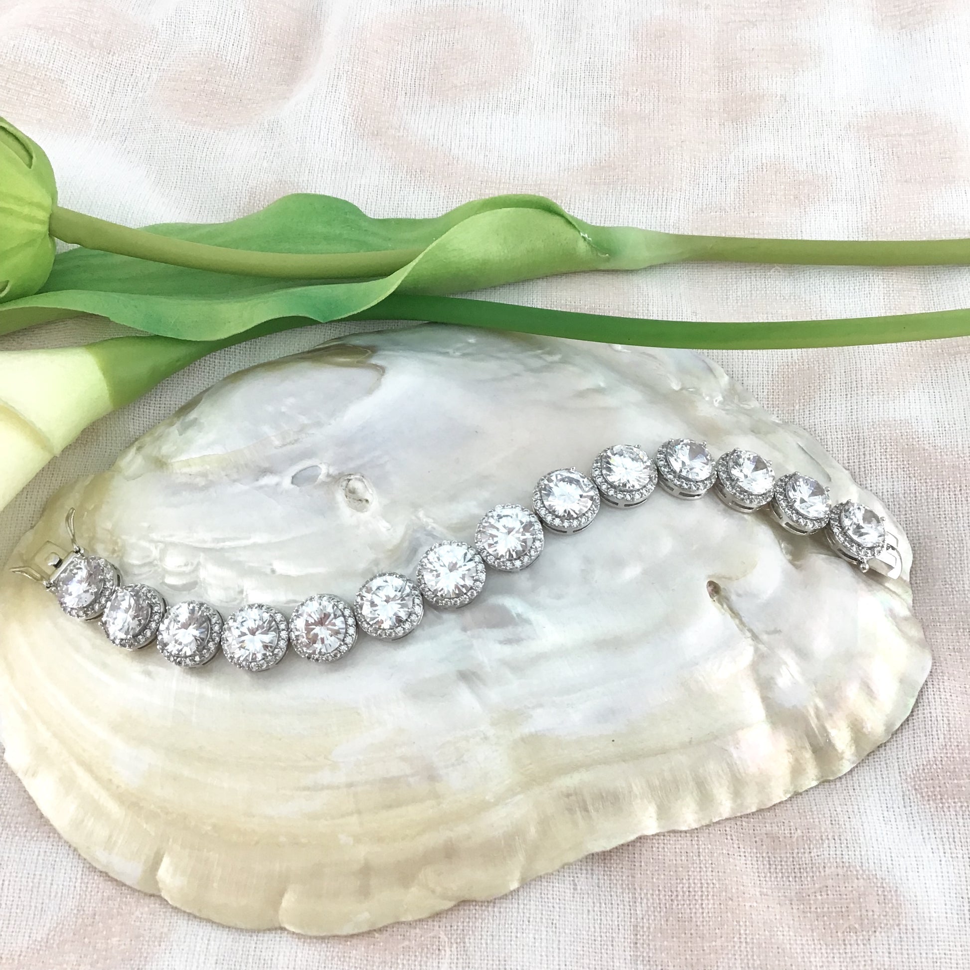 Cubic Zirconia Round Bridal Bracelet | Bellaire Wholesale