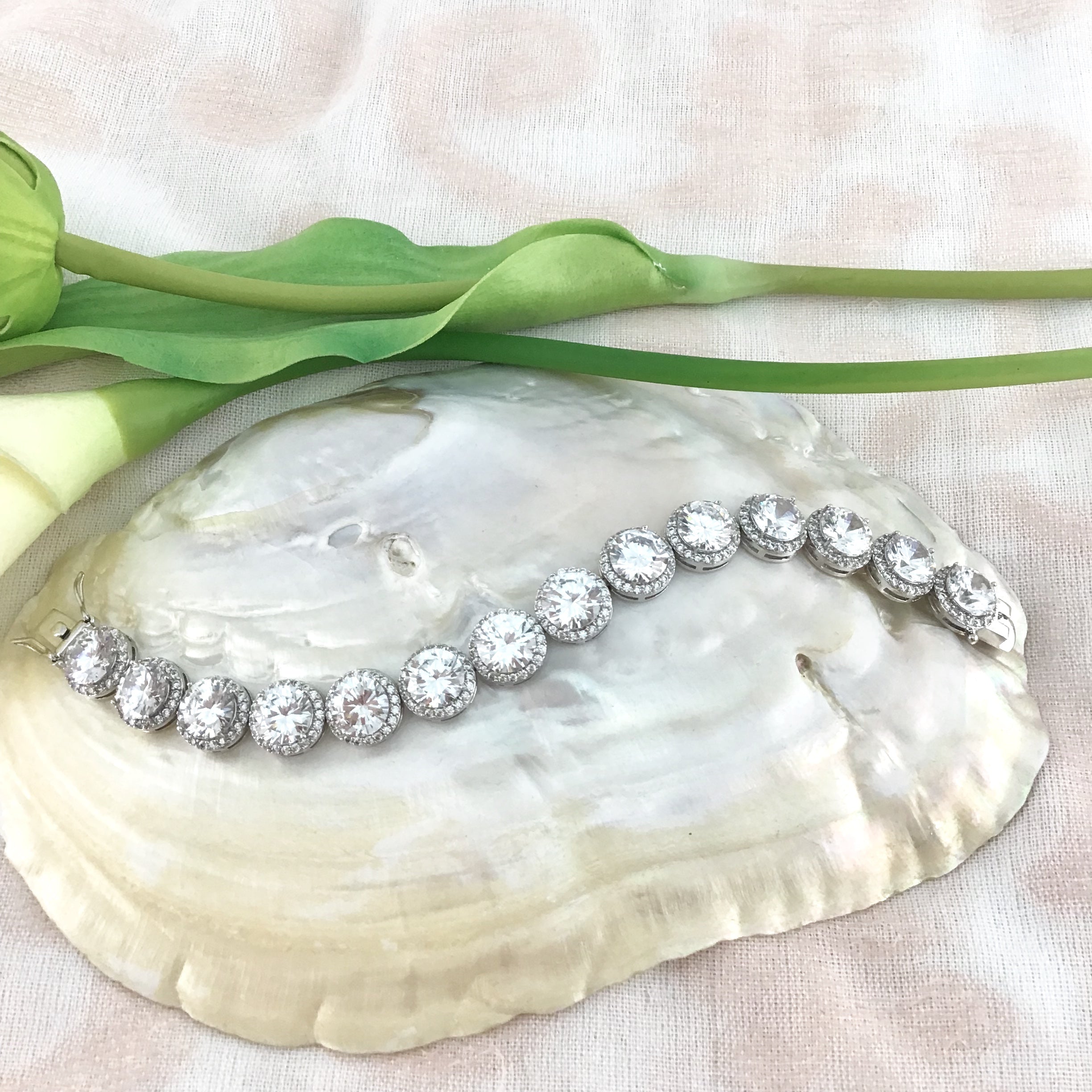 Cubic Zirconia Round Bridal Bracelet | Bellaire Wholesale
