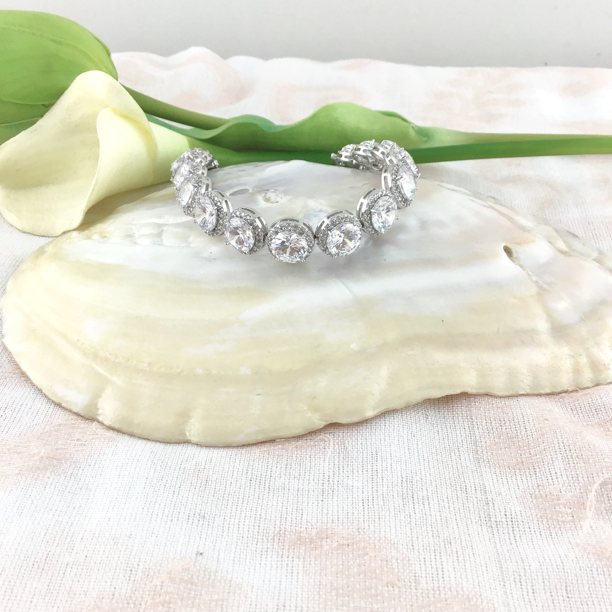 Cubic Zirconia Round Bridal Bracelet | Bellaire Wholesale