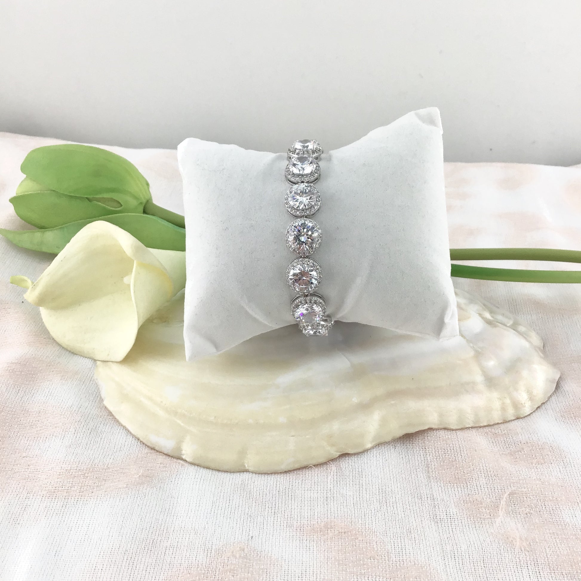Cubic Zirconia Round Bridal Bracelet | Bellaire Wholesale