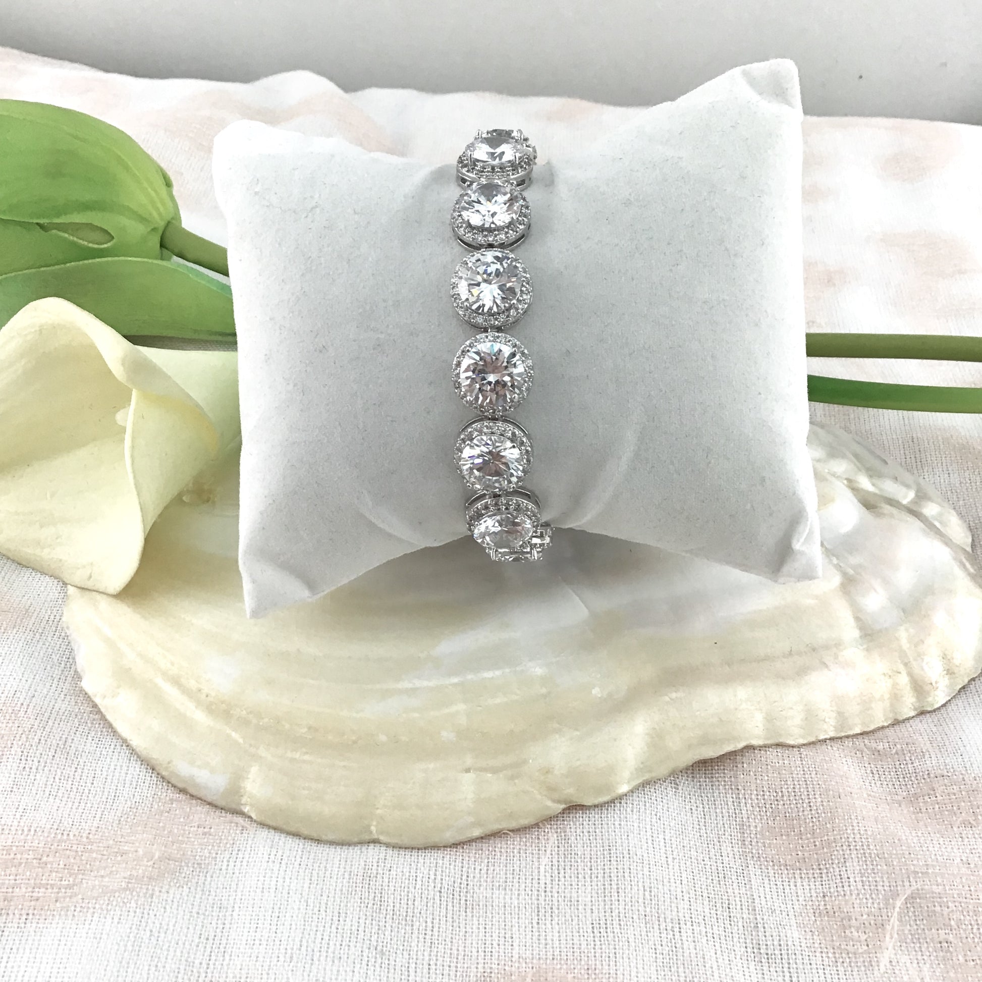 Cubic Zirconia Round Bridal Bracelet | Bellaire Wholesale