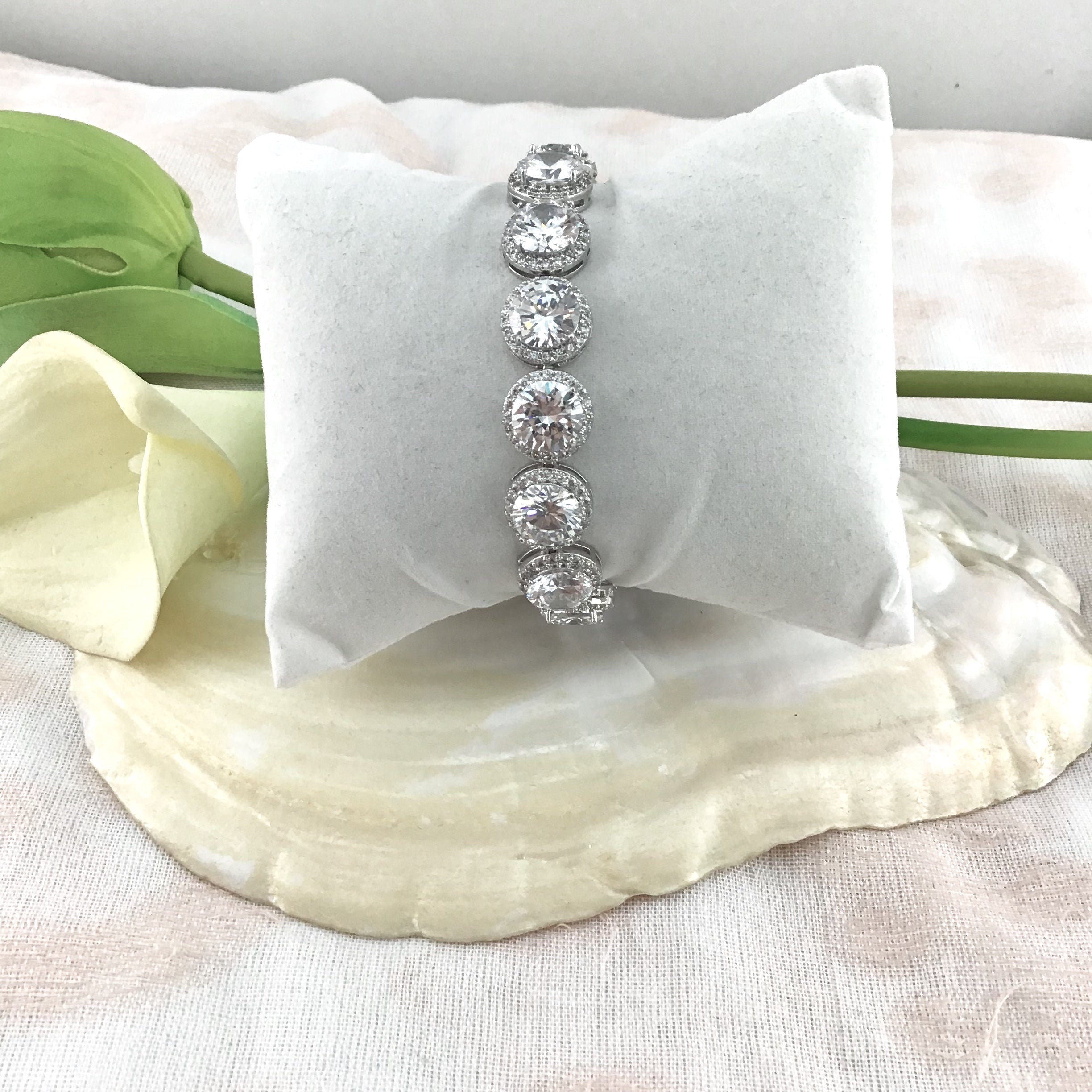 Cubic Zirconia Round Bridal Bracelet | Bellaire Wholesale