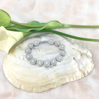 Cubic Zirconia Floral-Round Bridal Bracelet | Bellaire Wholesale