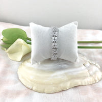Cubic Zirconia Baguette-Flower Bridal Bracelet | Bellaire Wholesale